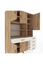 Kronos Dolap 9 Raflı 5 Çekmeceli 5 Kapaklı 132x59x195 Çam-Çam/Aytaşı