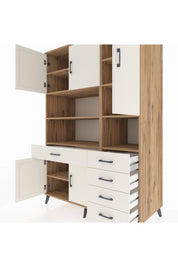 Kronos Dolap 9 Raflı 5 Çekmeceli 5 Kapaklı 132x59x195 Çam-Aytaşı/Aytaşı