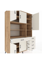 Kronos Dolap 9 Raflı 5 Çekmeceli 5 Kapaklı 132x59x195 Çam-Aytaşı/Aytaşı