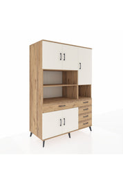 Kronos Dolap 9 Raflı 5 Çekmeceli 5 Kapaklı 132x59x195 Çam-Aytaşı/Çam