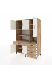 Kronos Dolap 9 Raflı 5 Çekmeceli 5 Kapaklı 132x59x195 Çam-Aytaşı/Çam