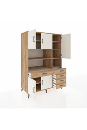 Kronos Dolap 9 Raflı 5 Çekmeceli 5 Kapaklı 132x59x195 Çam-Aytaşı/Çam