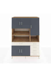 Kronos Dolap 9 Raflı 5 Çekmeceli 5 Kapaklı 132x59x195 Çam-Antrasit/Aytaşı