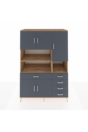 Kronos Dolap 9 Raflı 5 Çekmeceli 5 Kapaklı 132x59x195 Çam-Antrasit/Antrasit