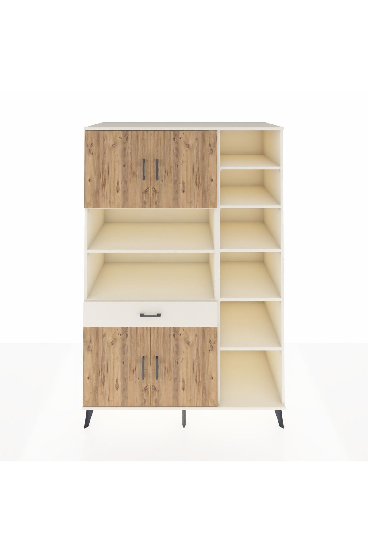 Kronos Dolap 10 Raflı Tek Çekmeceli 4 Kapaklı 132x59x195 Aytaşı-Çam/Aytaşı