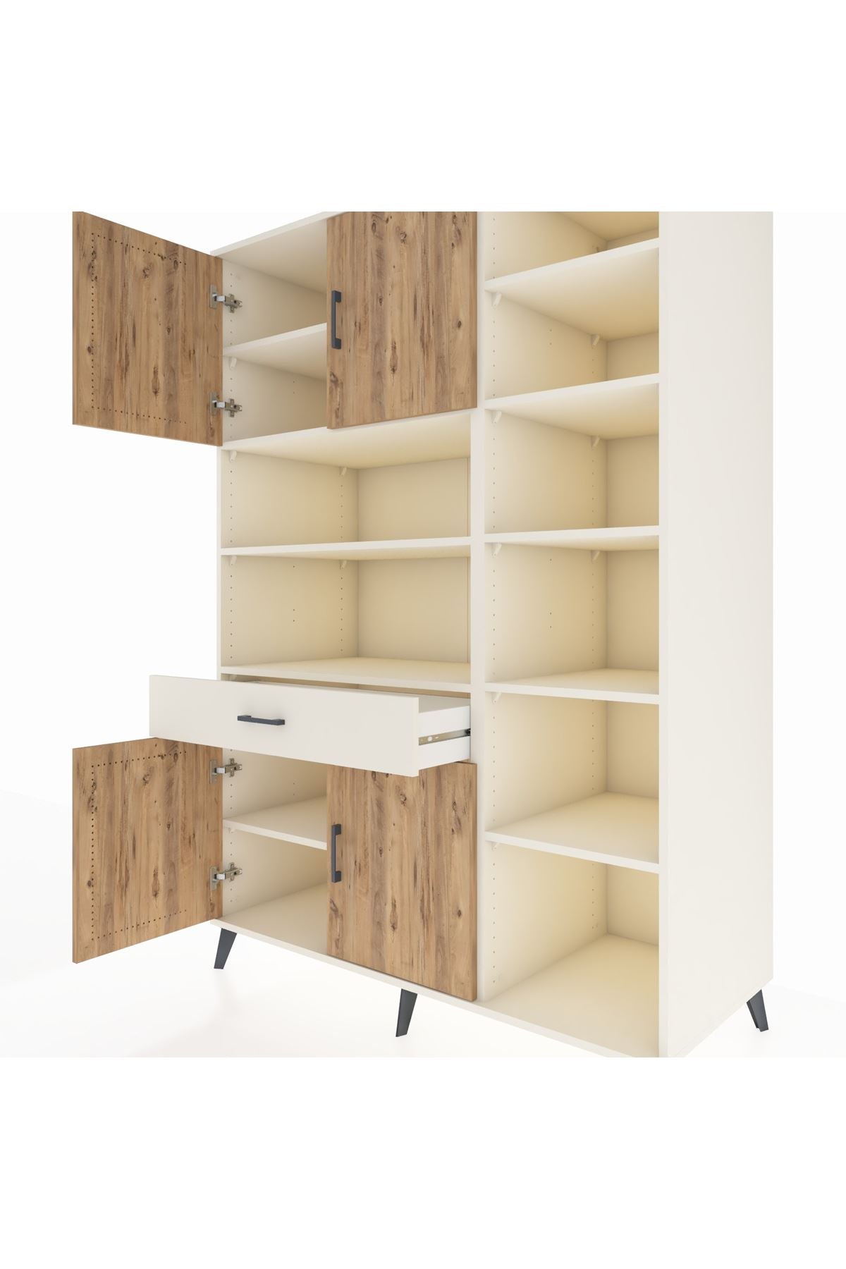 Kronos Dolap 10 Raflı Tek Çekmeceli 4 Kapaklı 132x59x195 Aytaşı-Çam/Aytaşı