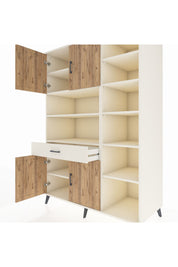 Kronos Dolap 10 Raflı Tek Çekmeceli 4 Kapaklı 132x59x195 Aytaşı-Çam/Aytaşı