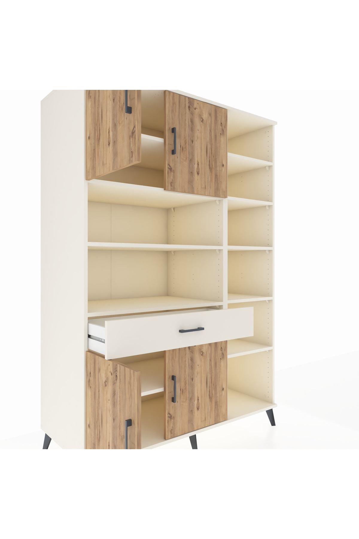 Kronos Dolap 10 Raflı Tek Çekmeceli 4 Kapaklı 132x59x195 Aytaşı-Çam/Aytaşı