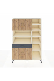 Kronos Dolap 10 Raflı Tek Çekmeceli 4 Kapaklı 132x59x195 Aytaşı-Çam/Antrasit