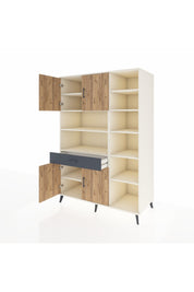 Kronos Dolap 10 Raflı Tek Çekmeceli 4 Kapaklı 132x59x195 Aytaşı-Çam/Antrasit