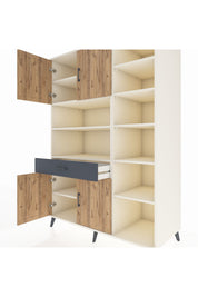 Kronos Dolap 10 Raflı Tek Çekmeceli 4 Kapaklı 132x59x195 Aytaşı-Çam/Antrasit