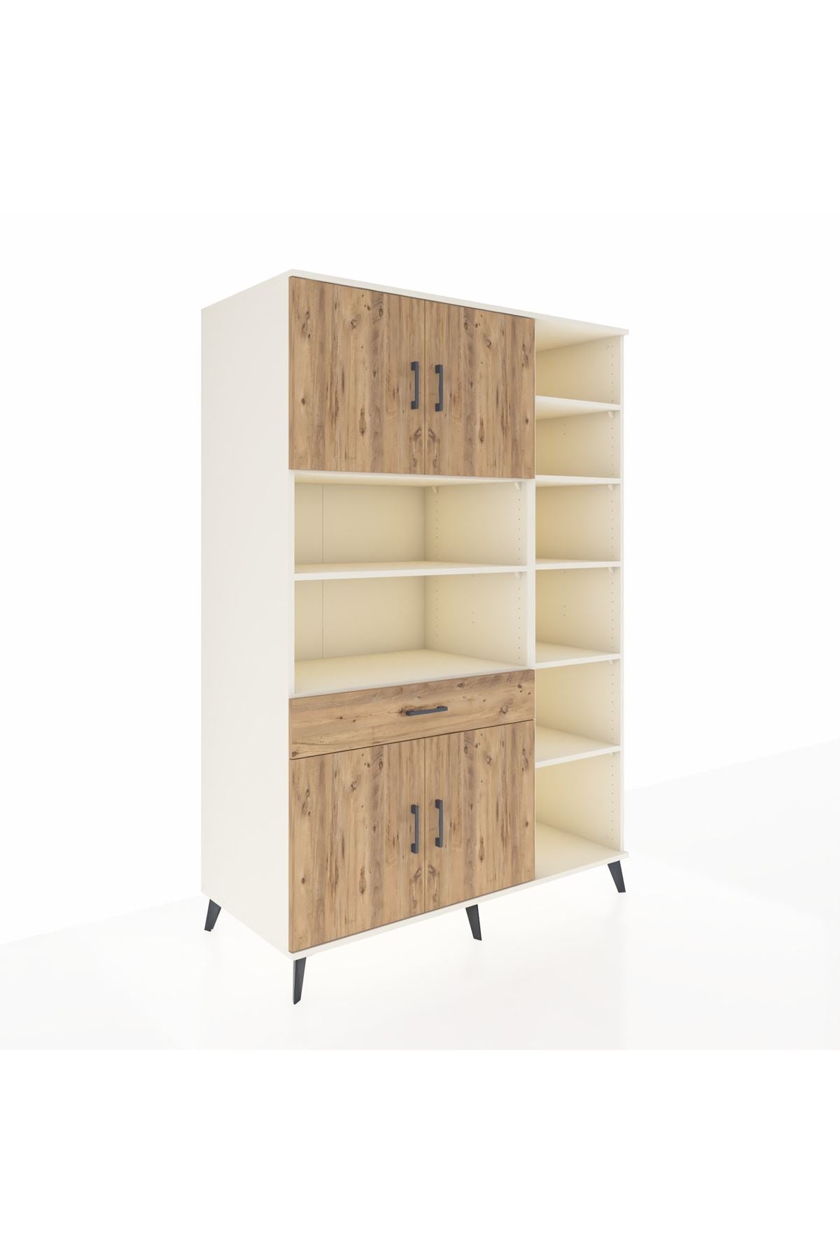 Kronos Dolap 10 Raflı Tek Çekmeceli 4 Kapaklı 132x59x195 Aytaşı-Çam/Çam