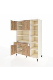 Kronos Dolap 10 Raflı Tek Çekmeceli 4 Kapaklı 132x59x195 Aytaşı-Çam/Çam