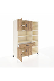 Kronos Dolap 10 Raflı Tek Çekmeceli 4 Kapaklı 132x59x195 Aytaşı-Çam/Çam