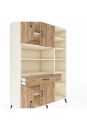 Kronos Dolap 10 Raflı Tek Çekmeceli 4 Kapaklı 132x59x195 Aytaşı-Çam/Çam