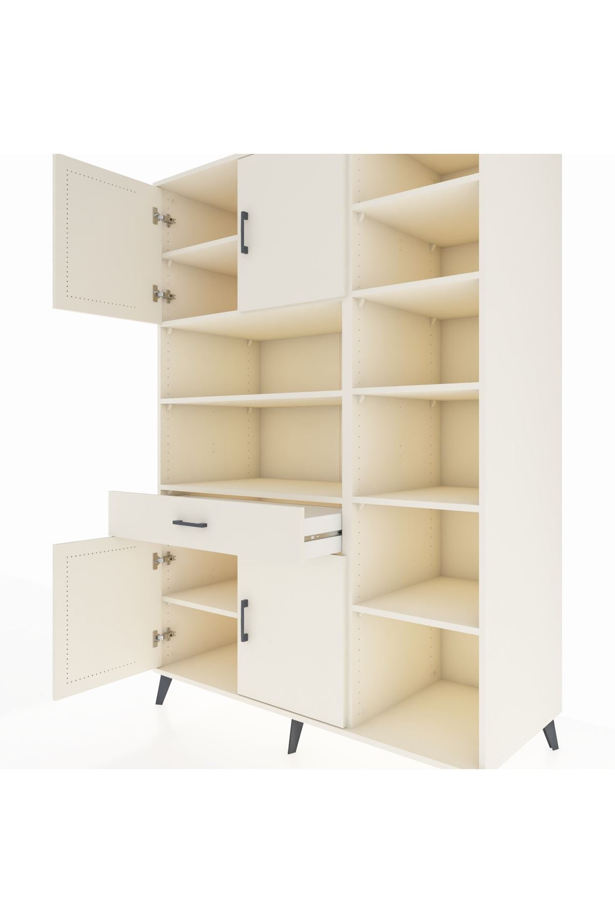 Kronos Dolap 10 Raflı Tek Çekmeceli 4 Kapaklı 132x59x195 Aytaşı-Aytaşı/Aytaşı