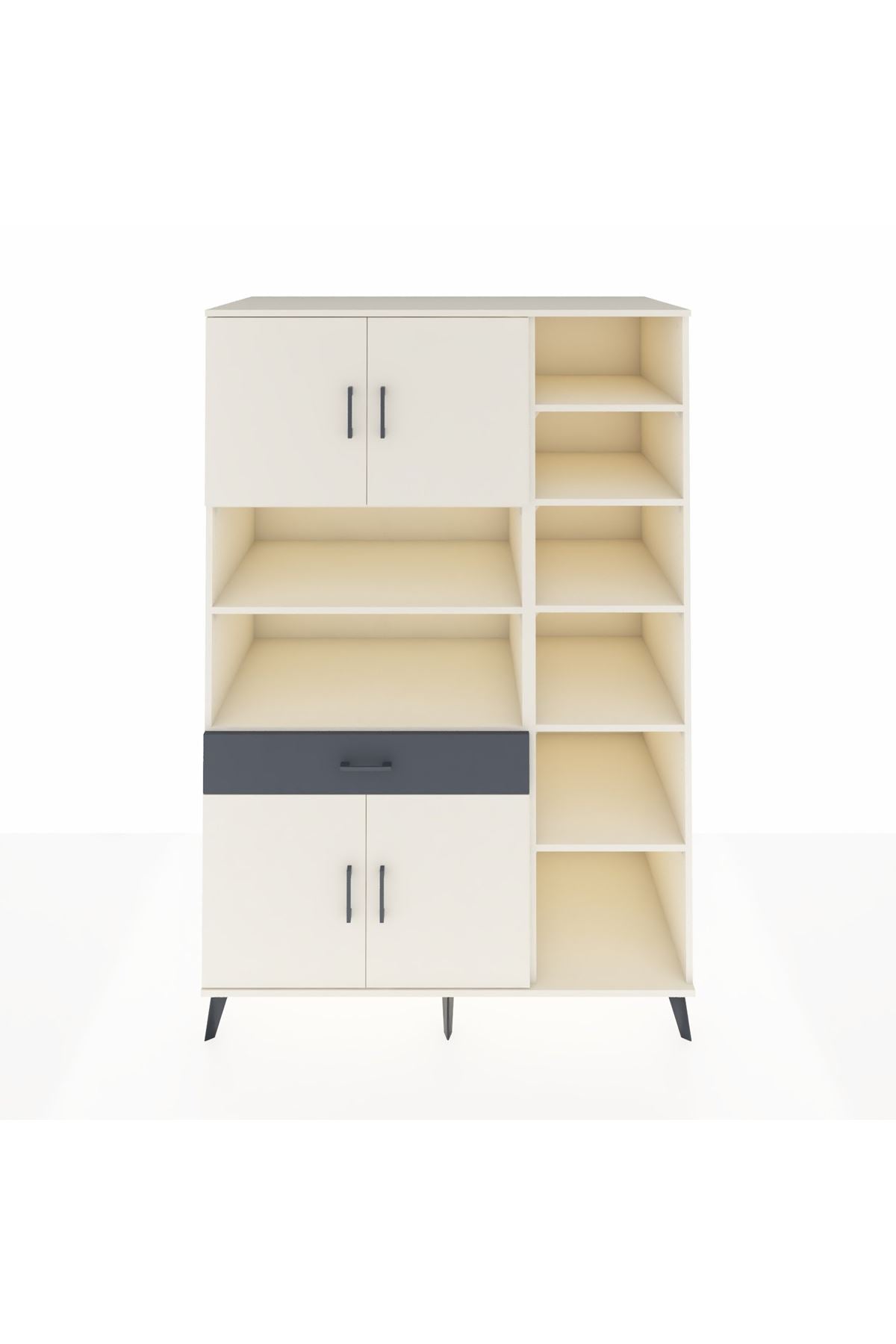 Kronos Dolap 10 Raflı Tek Çekmeceli 4 Kapaklı 132x59x195 Aytaşı-Aytaşı/Antrasit