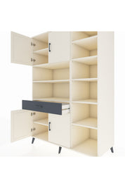 Kronos Dolap 10 Raflı Tek Çekmeceli 4 Kapaklı 132x59x195 Aytaşı-Aytaşı/Antrasit