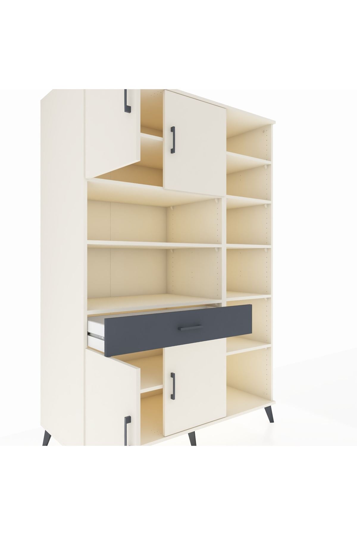 Kronos Dolap 10 Raflı Tek Çekmeceli 4 Kapaklı 132x59x195 Aytaşı-Aytaşı/Antrasit