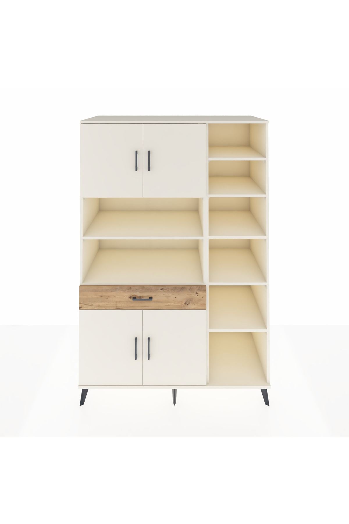 Kronos Dolap 10 Raflı Tek Çekmeceli 4 Kapaklı 132x59x195 Aytaşı-Aytaşı/Çam