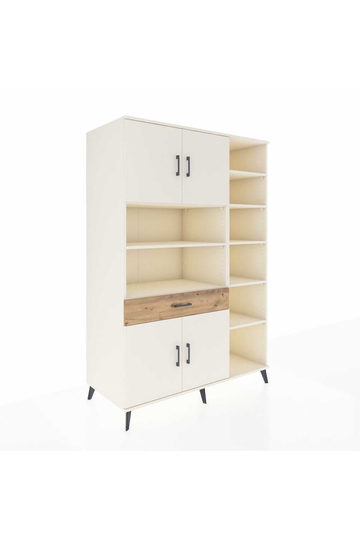 Kronos Dolap 10 Raflı Tek Çekmeceli 4 Kapaklı 132x59x195 Aytaşı-Aytaşı/Çam