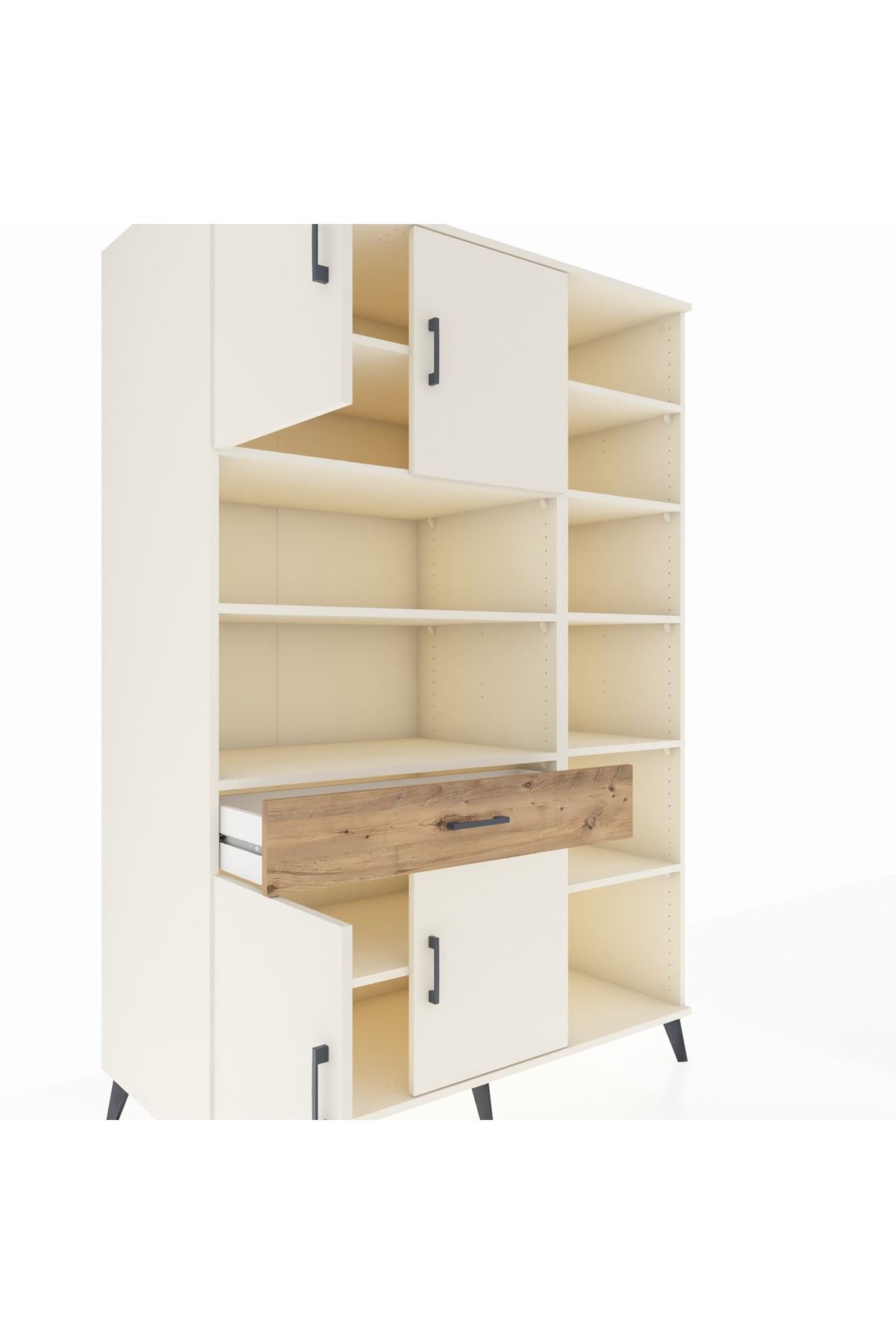 Kronos Dolap 10 Raflı Tek Çekmeceli 4 Kapaklı 132x59x195 Aytaşı-Aytaşı/Çam