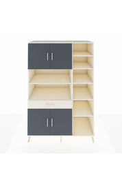 Kronos Dolap 10 Raflı Tek Çekmeceli 4 Kapaklı 132x59x195 Aytaşı-Antrasit/Aytaşı