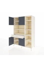 Kronos Dolap 10 Raflı Tek Çekmeceli 4 Kapaklı 132x59x195 Aytaşı-Antrasit/Aytaşı