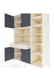 Kronos Dolap 10 Raflı Tek Çekmeceli 4 Kapaklı 132x59x195 Aytaşı-Antrasit/Aytaşı