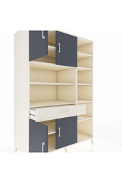 Kronos Dolap 10 Raflı Tek Çekmeceli 4 Kapaklı 132x59x195 Aytaşı-Antrasit/Aytaşı