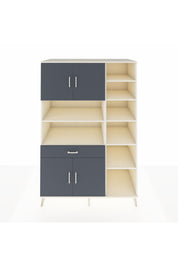 Kronos Dolap 10 Raflı Tek Çekmeceli 4 Kapaklı 132x59x195 Aytaşı-Antrasit/Antrasit