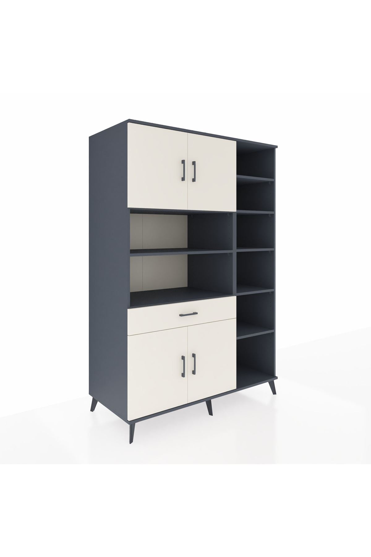 Kronos Dolap 10 Raflı Tek Çekmeceli 4 Kapaklı 132x59x195 Antrasit-Aytaşı/Aytaşı