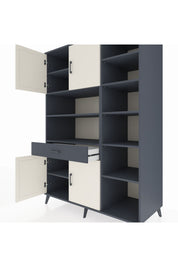 Kronos Dolap 10 Raflı Tek Çekmeceli 4 Kapaklı 132x59x195 Antrasit-Aytaşı/Antrasit