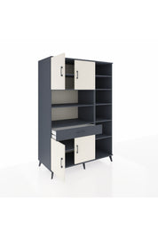 Kronos Dolap 10 Raflı Tek Çekmeceli 4 Kapaklı 132x59x195 Antrasit-Aytaşı/Antrasit
