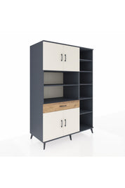 Kronos Dolap 10 Raflı Tek Çekmeceli 4 Kapaklı 132x59x195 Antrasit-Aytaşı/Çam