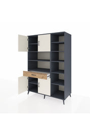 Kronos Dolap 10 Raflı Tek Çekmeceli 4 Kapaklı 132x59x195 Antrasit-Aytaşı/Çam