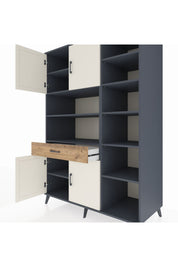 Kronos Dolap 10 Raflı Tek Çekmeceli 4 Kapaklı 132x59x195 Antrasit-Aytaşı/Çam