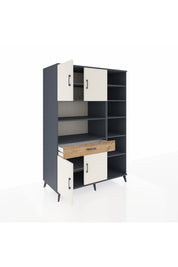 Kronos Dolap 10 Raflı Tek Çekmeceli 4 Kapaklı 132x59x195 Antrasit-Aytaşı/Çam