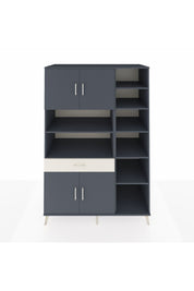 Kronos Dolap 10 Raflı Tek Çekmeceli 4 Kapaklı 132x59x195 Antrasit-Antrasit/Aytaşı