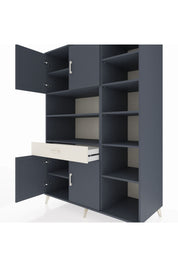 Kronos Dolap 10 Raflı Tek Çekmeceli 4 Kapaklı 132x59x195 Antrasit-Antrasit/Aytaşı