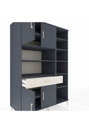 Kronos Dolap 10 Raflı Tek Çekmeceli 4 Kapaklı 132x59x195 Antrasit-Antrasit/Aytaşı