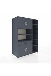 Kronos Dolap 10 Raflı Tek Çekmeceli 4 Kapaklı 132x59x195 Antrasit-Antrasit/Antrasit