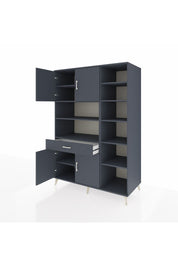 Kronos Dolap 10 Raflı Tek Çekmeceli 4 Kapaklı 132x59x195 Antrasit-Antrasit/Antrasit