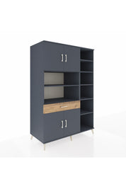 Kronos Dolap 10 Raflı Tek Çekmeceli 4 Kapaklı 132x59x195 Antrasit-Antrasit/Çam