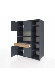 Kronos Dolap 10 Raflı Tek Çekmeceli 4 Kapaklı 132x59x195 Antrasit-Antrasit/Çam