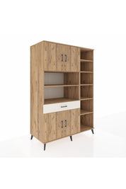 Kronos Dolap 10 Raflı Tek Çekmeceli 4 Kapaklı 132x59x195 Çam-Çam/Aytaşı