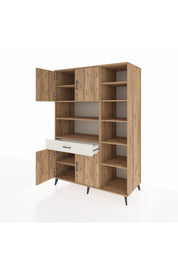 Kronos Dolap 10 Raflı Tek Çekmeceli 4 Kapaklı 132x59x195 Çam-Çam/Aytaşı