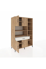 Kronos Dolap 10 Raflı Tek Çekmeceli 4 Kapaklı 132x59x195 Çam-Çam/Aytaşı