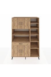 Kronos Dolap 10 Raflı Tek Çekmeceli 4 Kapaklı 132x59x195 Çam-Çam/Çam