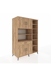 Kronos Dolap 10 Raflı Tek Çekmeceli 4 Kapaklı 132x59x195 Çam-Çam/Çam